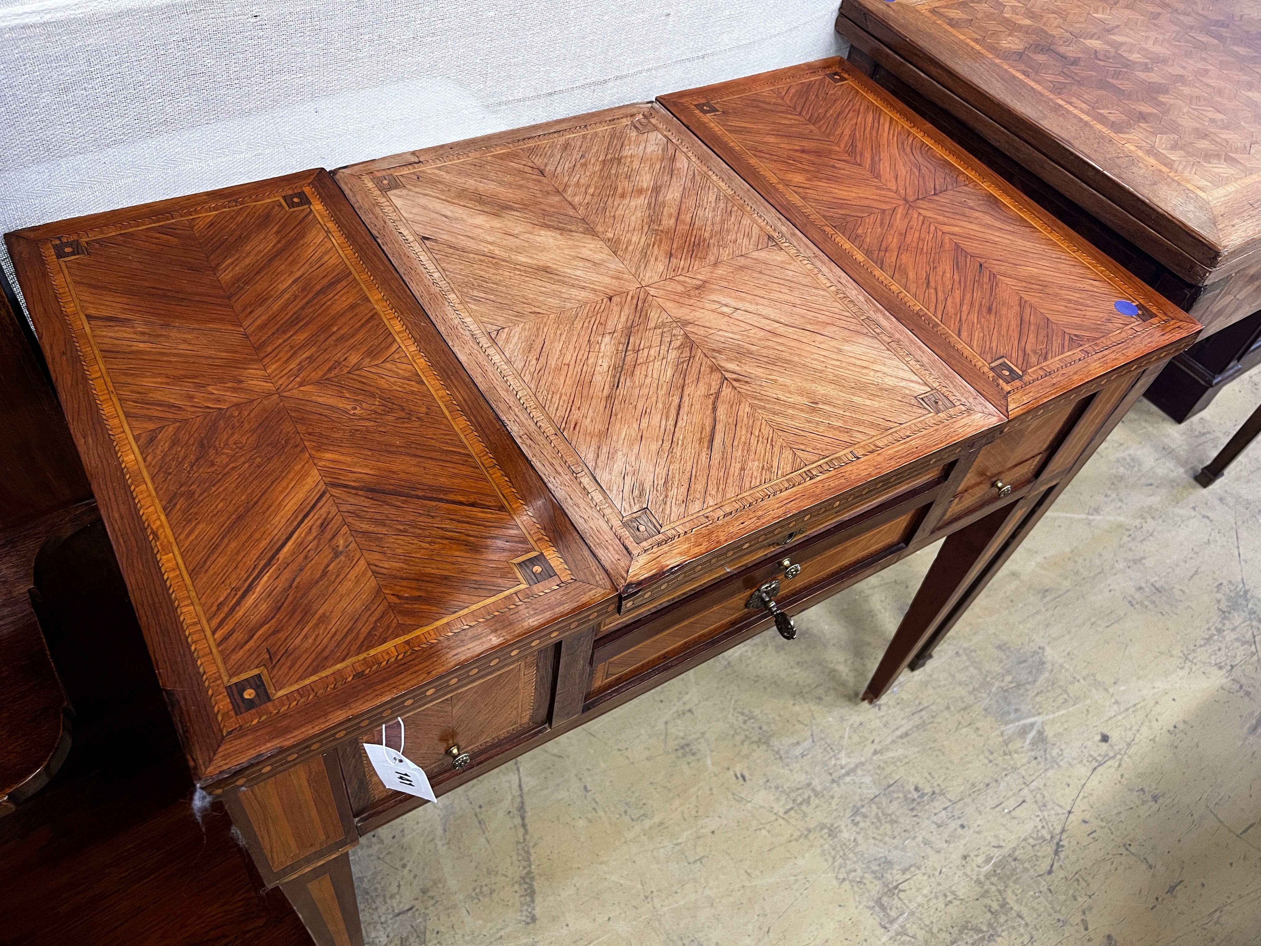 A 19th century Italian kingwood dressing table, width 80cm, depth 47cm, height 74cm